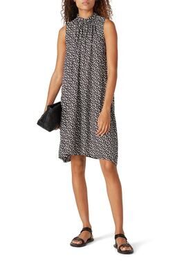 Officine Generale Louison Black Floral Print Silk Sleeveless Shift Dress Size L